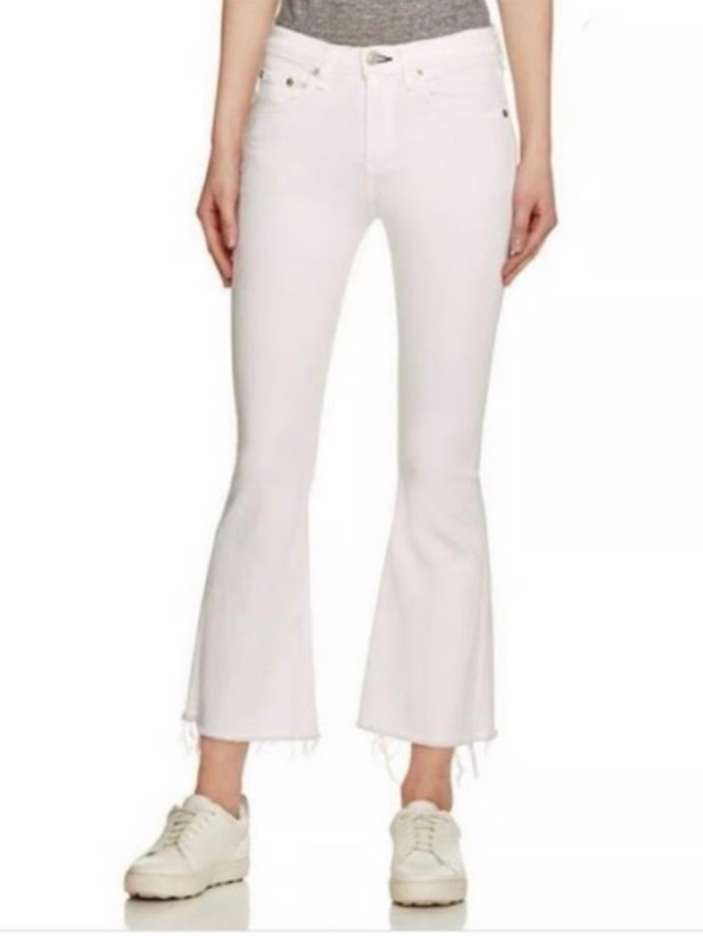 White Rag & Bone Flare High Rise Stretch Crop Women Jeans